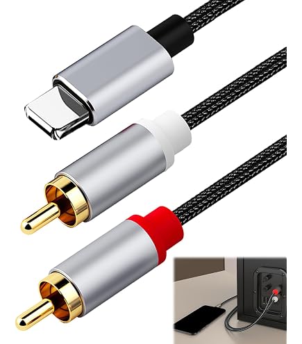 Câble Lightning Vers RCA 1M - Adaptateur Audio Stéréo Pour IPhone 13/12/11/X Vers Ampli, TV, Voiture