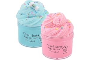 Basywiim Fluffy Slime Set of 2 Cloud Slime, Soft and Clean, Creative DIY Toys Gifts for Stress Relief for Children, Boys and Girls