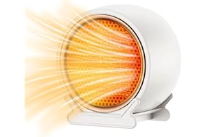 TOMALITHIC Chauffage électrique à faible consommation, radiateur soufflant en céramique 1200 W/2000 W, mini radiateur électrique portable 220 V, chauffage rapide PTC, pas de lumière et faible bruit, 2 modes - Bl