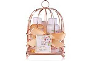 Accentra - coffret de douche coffret cadeau pour femme HONEY JASMINE dans un magnifique panier en fil métallique - coffret de soins 3 pièces avec gel douche, lotion pour le corps et éponge de bain