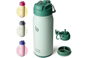 BOTTLEBOTTLE BOTTLE BOTTLE Stainless Steel Kids Water Bottle 16oz(470ml) Insulated Sports Water Bottle with Straw and Pills Holder for Gifts and School（Green）