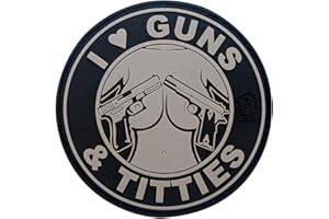 Cobra Tactical Solutions I LOVE GUNS & TITTIES Toppa Patch PVC Gancio e anello per Airsoft Paintball, per Abbigliamento tattico Zaino