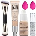 PHOERA Tinted Moisturizer Foundation Serum, 4-in-1 Hydrating, Primer, & Foundation, Hydrate skin Serum, PHOERA Foundation Makeup Full Coverage (102+N02/Nude+Nude)