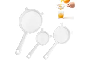 Cheynn 3 stycken sil plast, kökssil plastsil 3 storlekar plastsil med krok plastsil fin sil för kefir juice te kaffe nötmjölk