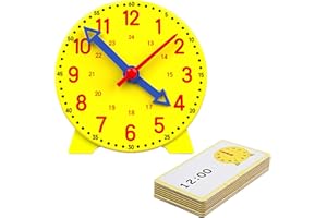 WEKUW Lernuhr Lernuhr Kinder Lernspiel Uhr Lernen Lernspielzeug Geschenk Learning Resources Mini-Uhr für Großen Lernerfolg mit Zeitkarte Pädagogisches Geschenk 12cm 12/24 Stunden ab 4 Jahren