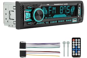 ePathChina Bilstereoradio Bluetooth Single DIN 12 V FM/AM LCD-skärm VA MP3-spelare med handsfree, dubbel USB, röstassistent o