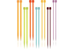 LETCDFER 14 Pieces Knitting Needles Set, Plastic Straight Single Pointed Colorful Beginner Straight Knitting, Kids Knitting Needles 4mm Beginners Knitting for Beginners Set, DIY Craft Knitting Tool, 4mm-10mm