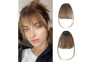 XIWCAFC Frangetta Finta Capelli Clip,Naturale Frangia Finta Capelli Veri,Extension Frontale Frangia Posticci,Parrucca Con Frangia,Clip In Frangia,Capelli Frangia,Per Capelli Estensioni, (marrone chiaro)