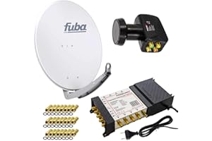 PremiumX Satelliten-Komplettanlage Fuba DAA 780 G Satellitenschüssel Alu Grau 5/8 Multischalter LNB 24x F-Stecker, 1 SAT 8 Teilnehmer