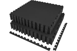 AIRHOP 6 Tapis 60x60x1,4 cm Tapis de Fitness d'Équipement avec Surface en Caoutchouc Robuste et Épais, Tapis de Protection de Sol en Puzzle pour Salle de Sport et DomicileNoir