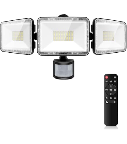 Onforu 55W 5000LM Projecteur LED Détecteur Mouvement - Éclairage Sécurité Extérieur 3 Têtes IP65