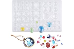 Kissral Silicone Moules, Stampo in Silicone per la Creazione di Gioielli Creazione Gioielli Kit Stampi Silicone Resina per Colata di Resina dei Monili Fabbricazione del Pendente della Collana