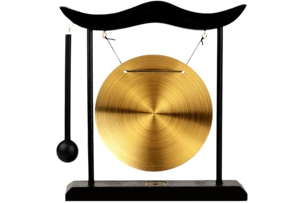 Gong à vent Feng Shui en laiton - Gong de table chinois - Pour pendaison de crémaillère - Décoration d'intérieur - Cadeau de décoration mystérieuse
