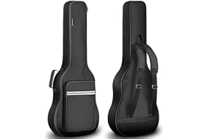 CAHAYA CY0288 - Bolsa para Guitarra clásica de 39 Pulgadas, Funda Suave Acolchada de 6 mm de Grosor, Mochila para Guitarra con Bolsillo Grande, Bandas Reflectantes, Black, Classical Guitar Bag 39