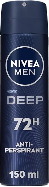 NIVEA MEN Antiperspirant Spray for Men, DEEP Black Carbon Antibacterial, 150ml