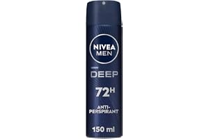 NIVEA MEN Antiperspirant Spray for Men, DEEP Black Carbon Antibacterial, 150ml