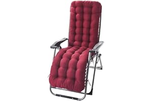 Wangle Sun Lounger Cushion High Back Cushion Thick Rocking Chair Cushion Pads Replacement Sunbed Cushion Pad Garden Patio Lounge Cushion Outdoor Reclining Cushion,Red