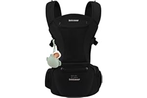 Bebamour Baby Carrier Newborn to Toddler Baby Carrier Hipseat 0-36Months with Head Hood, 3 PCS Teething Pads, Waist Extender, Storage Bag & Pacifier Case (Black)