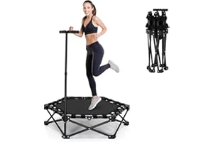 MINENICE Fitness Trampolin klappbar ohne Installation 41.7 Zoll Mini Trampoline Tragfähigkeit 150 KG 3 verstellbare Handgriffstufen Stabiler und leiser für Kinder u. Erwachsene Indoor/Outdoor