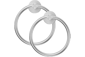 KEAIDUO 2pcs Self Adhesive Towel Ring, Stainless Steel Bathroom Towel Holder Rustproof Bathroom Towel Holder No Drilling Towel Ring Wall Mounted Self Adshsive Towel Rack for Bathroom Kitchen Silver