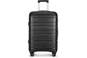 Kono Maletas de Viaje 4 Ruedas, Maletas Grande,Equipaje de Mano Ligero de Polipropileno,TSA y YKK Maleta Cabina Rígida 76CM 100L(Negro)