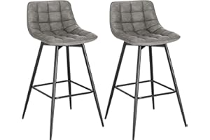 ‎WOLTU WOLTU Barhocker 2er Set Designer Barstuhl Hocker Tresenhocker Bistrohocker mit Fußstütze Kunstleder Metall Dunkelgrau