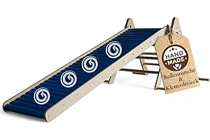 WoodsCraft Rutsche Outdoor & Indoor Rutsche mit Kletterdreieck | Kinderrutsche-Rollenrutsche: viele Sinneserfahrungen | Rutsche für den Garten & Pikler Dreieck: Klettern Kinder & Baby Indoor