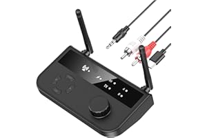 OQIMAX Wireless AUX Adapter, 2 in 1 Bluetooth 5.3 Transmitter Receiver, Dual Connection Bluetooth Headphone Adapter, Plug and Play Wireless Audio Transmitter for PC/TV/Car Sound System