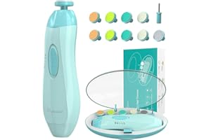 Megainvo Lima de Uñas para Bebés, Cortaúñas Bebé Eléctrico con Luz LED para Uñas y Dedos, Kit de 10 Cabezas de Lima Intercambiables para Niños Recién Nacidos y Adultos Cuidado Seguro (Verde)