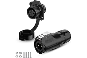 CNLINKO LP-12 Industrial Waterproof Connector IP68 Circular Connector Quick Plugging Aviation Connector PBT Plastic Shell Connector Fast Release Connector M12 2-8 Pin Flange Socket (2 Pin)