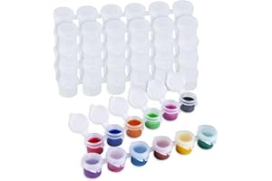 PIQIUQIU Leere Farbstreifen, 10 Streifen 60 Töpfe 3ml Mini-leere Farbtöpfe mit Deckeln, Kunststoff-Aufbewahrungsbehälter zum Organisieren Painterly Paint