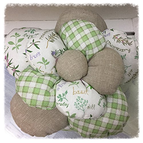 Türstopper Schwer Stoff Sack – Türpuffer Türhalter Landhausstil – Blumentopf – Höhe 22 cm / Durchmesser 23 cm – Karo Weiß / Grün – 100% Baumwolle - 2
