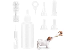 YSQEVN Biberon per Animali Domestici 60ml Accessori per Allattamento per Gattini Neonati con Capezzoli e Spazzole per Pulizia per Cuccioli Conigli
