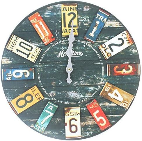 Shabby Chic Wooden Battery Operated Wall Clock - Hometime, American Licence Plate Design