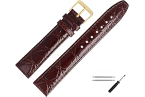 MARBURGER Uhrenarmband 18mm Leder Kroko (Caiman) Prägung Mit Naht - Werkzeug Montage Set 52918