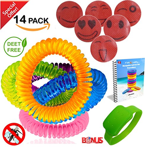 Spezielle bieten Mückenschutz Armbänder 14 Stück bis zu 300 hours-botanical Essenzen – All Natural, Deet Kostenlose und wasserdicht Bands für Erwachsene und Kinder