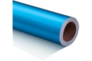 RUSPEPA Carta Da Regalo Azzurra Metallizzata - Mini Rotolo - Carta Opaca Tinta Unita Perfetta Per Matrimoni, Compleanni, Natale, Baby Shower - 44 cm X 10 m
