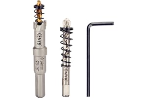 CENYB scie cloche metal 9/16" (14mm) à pointe en carbure de tungstène, avec 2 forets pilotes titanées - Idéale pour métaux durs, acier inoxydable, fer, alliage d'aluminium, bois et plastique