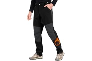Xnova Męskie wodoodporne spodnie trekkingowe, spodnie outdoorowe, zimowe, termiczne, ciepłe, z podszewką, wiatroszczelne, softshellowe, spodnie robocze, rozciągliwe spodnie trekkingowe, spodnie