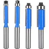 4 Pcs Wood Rough Burr Set, Copier Mill with 8mm Shank, Groove Milling | Double Sided Milling Cutter with Bearings, Blue Flush