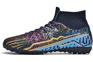 BINBINNIAO Football Shoes Men High-Top Spike Soccer Shoes Outdoor Astro Turf Trainers Football Boots Boys Junior Professional Athletics Sneakers