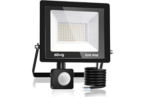 Blivrig Projecteur LED exterieur Detecteur de Mouvement 50W Blanc Froid 6500K, 5000LM Mur Spot LED extérieur avec Capteur, PIR Phare Puissant, IP66 Lampe de Sécurité, pour Jardin Terrasse Garage