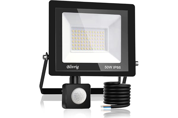 Blivrig Projecteur LED exterieur Detecteur de Mouvement 50W Blanc Chaud 3000K, 5000LM Mur Spot LED extérieur avec Capteur, PIR Phare Puissant, IP66 Lampe de Sécurité, pour Jardin Terrasse Garage