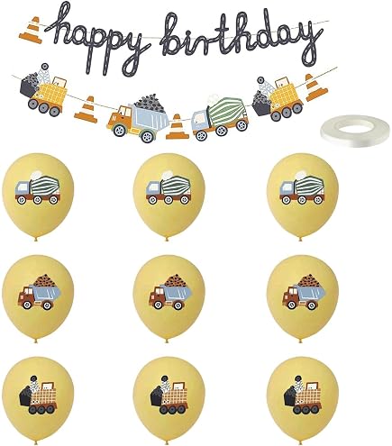 Happy Birthday-Partykette „Baustelle“ – 1,8 M Lange Girlande, Aus Pappe, Für Kindergeburtstage