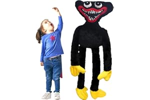 Piucrty 40In Wuggy Peluche Doll Big Smiling Buggy Plushie Toy Waggy Buggy Cute Smile Friendly Plush Figure Friendly Juego Terror Navidad Juguete Halloween Cumpleaños Regalo para Niños (Negro)
