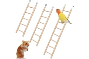 LANFLY Échelle en Bois pour Animaux de Compagnie avec Cinq/Six/Huit échelons pour perroquets Bird Budgie Canary Caged Small Bird Perch Escalade Ladder Toys Lot de 3 (3 Tailles)