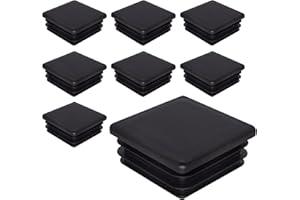SKIR'CO 8 tapones cuadrados de plástico 50 x 50 mm, tapas de tubo mate, insertos de tubo cuadrados, tapones para postes de valla, color negro RAL 9005