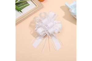 Chexin 6 Stück Große Geschenk Schleife mit Geschenkband, Ziehschleife ø 18cm, Geschenkschleife zum Basteln und Verpacken, Dekoschleifen für Hochzeit,Geburtstag & Weihnachten (Weiß)