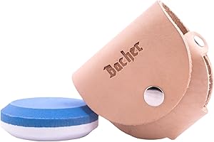 Bacher Axt Schärfer Puck 120/600 Körnung - Schleifstein Rund, Wetzstein für Axt mit Leder Gürteltasche - Shleif Abziehstein für Beil und Gartengeräte