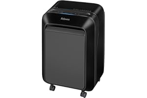 Fellowes Destructeur de Document LX210, Haute Confidentialité, Mini Coupe, Coupe Croisée, 3 à 5 utilisateurs, sécurité DIN P-4, Corbeille Extractible 23L, Capacité 16 Feuilles, Noir